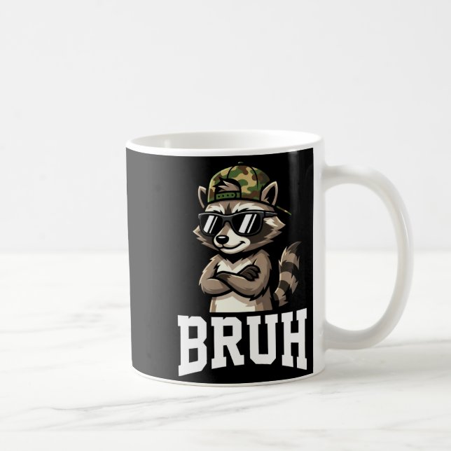 Bruh Raccoon Camo Hat Funny Youth Teens Kids Slang Kaffemugg (Höger)