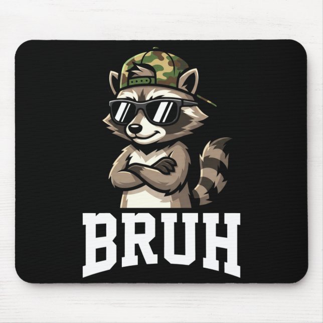 Bruh Raccoon Camo Hat Funny Youth Teens Kids Slang Musmatta (Framsidan)