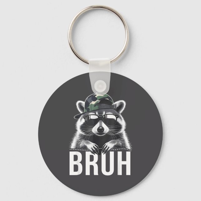 Bruh Raccoon Trash Racoon Camo Hat Youth Teens Kid Nyckelring (Framsida)