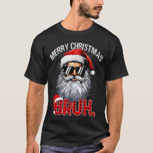 Bruh Santa Hatt Roligt Jul Röd Rutig Män Pojkar T Shirt