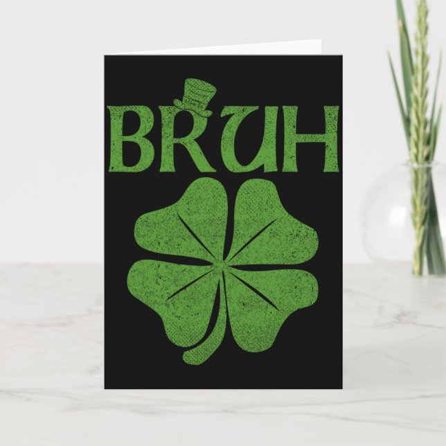 Bruh Shamrock Clover St Patricks Day Men Boy Kid T Kort (Framsida)