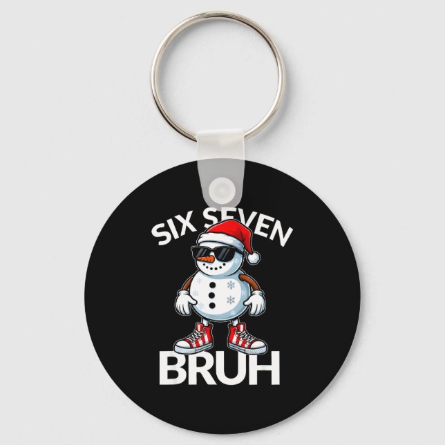 Bruh Six Seven 6 7 Meme Jul Rolig Julklapp Mäns  Nyckelring (Framsida)