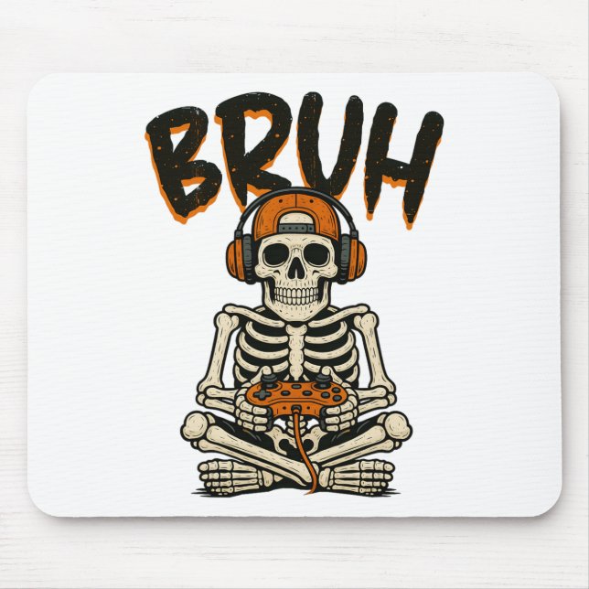 Bruh Skeleton Gamer Funny Halloween-videospel B Musmatta (Framsidan)