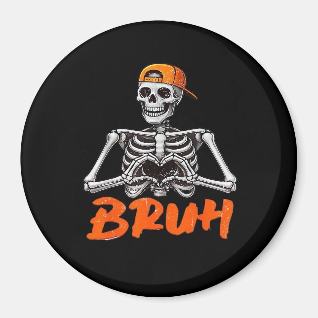 Bruh Skeleton Hand Heart Halloween Costumes Manar  Magnet (Framsidan)