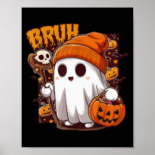 Bruh Spöke Gott Halloween Bus eller Buss Pumpa Poster