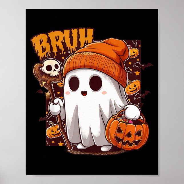 Bruh Spöke Gott Halloween Bus eller Buss Pumpa  Poster (Framsidan)