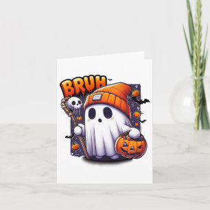 Bruh Spöke Halloween Söt Spöke Bus eller Godis Kan Kort