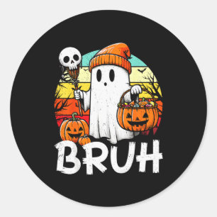 Bruh Spöke Roligt Halloween Boo Soky Halloween Bru Runt Klistermärke