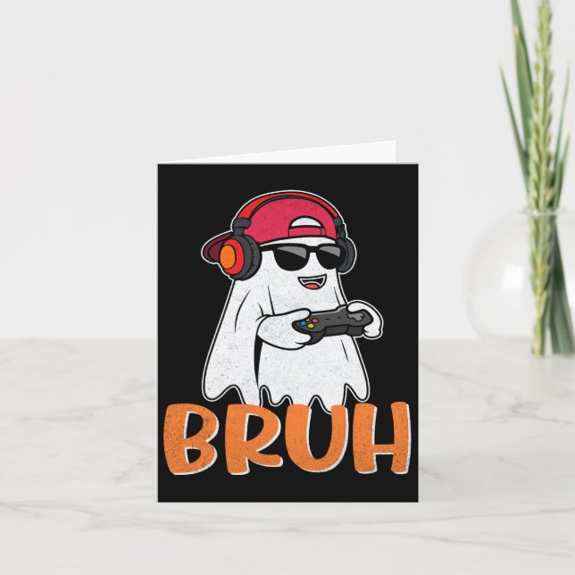 Bruh Spooky Boo Halloween Costume Gamer Manar Kort (Framsida)