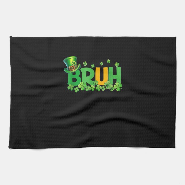 Bruh St patrick's day Tonåringars Boys Kids Funny  Kökshandduk (Horisontell)