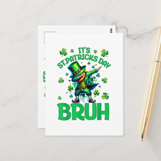 Bruh St Patrick's Day Vykort (Fram/Back In Situ)