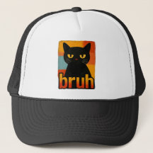 Bruh Svart Katt Rolig Retro Vintage Meme