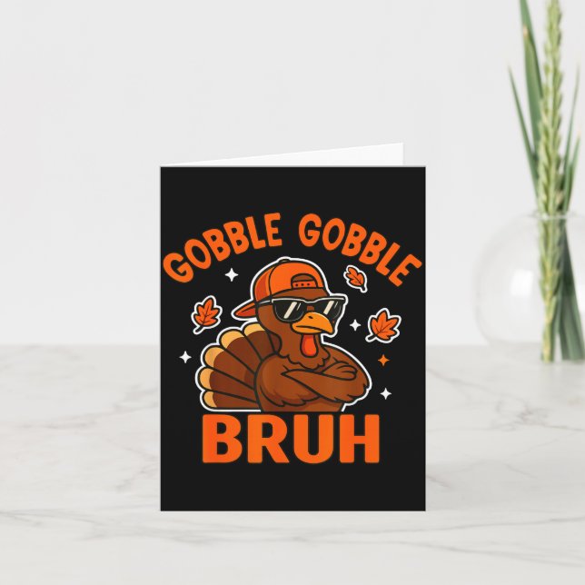 Bruh Thanksgiving Turkey Gobble Shirt Kids Teens B Kort (Framsida)