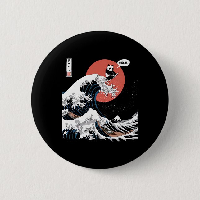 Bruh Underbar Wave Kanagawa Funny Japansk Surfin Knapp (Framsida)