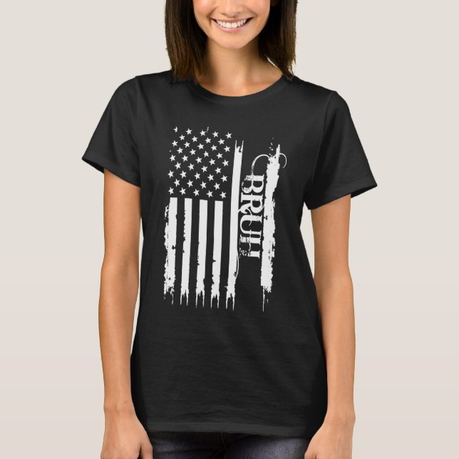 Bruh United Stater Distress w US Flagga T Shirt (Framsida)