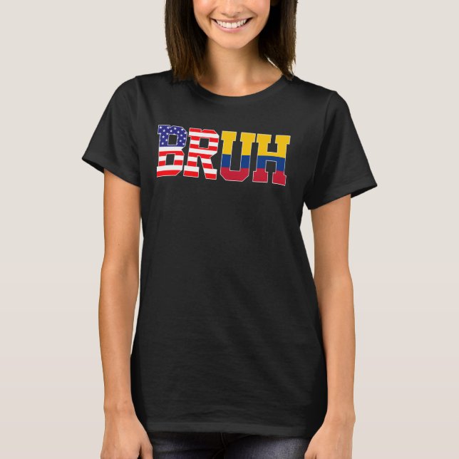 Bruh USA Colombia Land Flagga Amerikanska Colombia T Shirt (Framsida)