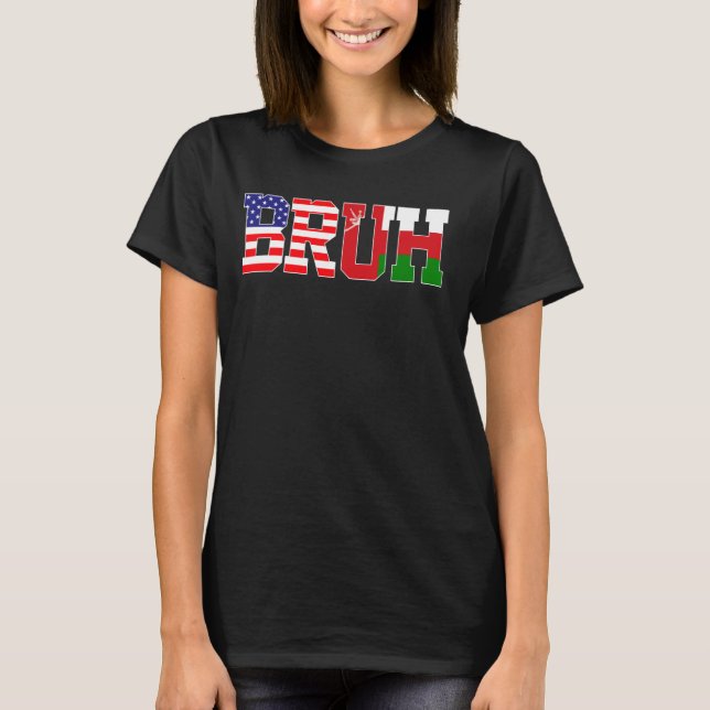 Bruh USA Oman Land Flagga American Omani Girls T Shirt (Framsida)