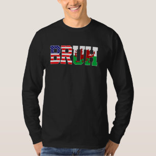 Bruh USA Wales Land Flagga American Welsh Girls T Shirt