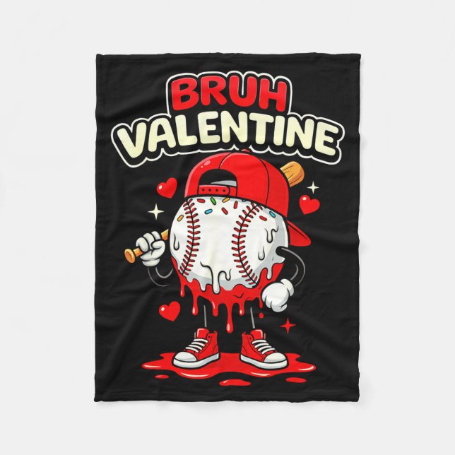 Bruh Valentine Baseball Drip Glasskläder Herr  Fleecefilt (Framsidan)