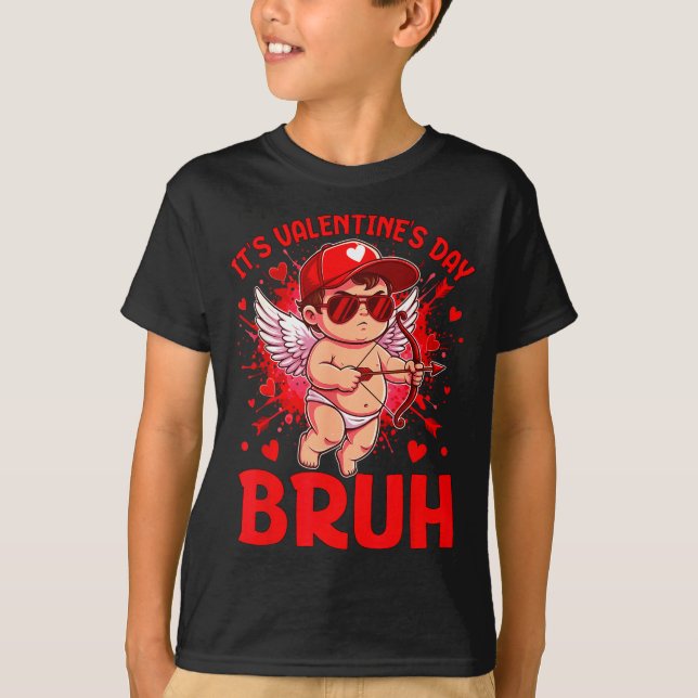 Bruh Valentines Day Boys Kids Funny Heart Valentin T Shirt (Framsida)