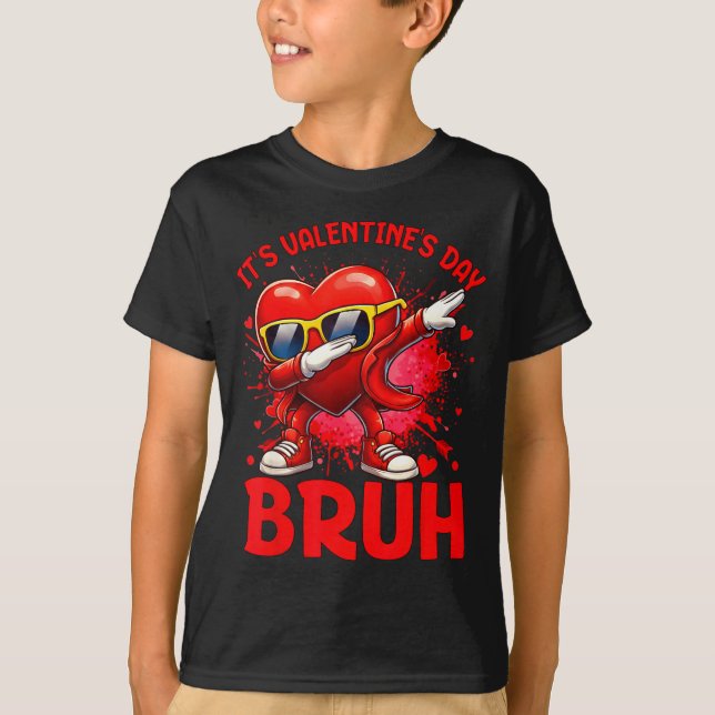 Bruh Valentines Day Boys Kids Funny Heart Valentin T Shirt (Framsida)