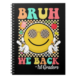 Bruh vi bak 1:a graders Cute Smile Ansikte Groovy Anteckningsbok