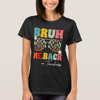 Bruh Vi stöder lärare Retro Groovy Back to school T Shirt