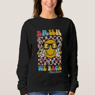 Bruh Vi stöder lärare Retro Smile Ansikte Groovy t Shirt