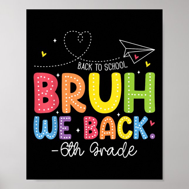 Bruh We Back 6th Grade Back To School Sixth Grade  Poster (Framsidan)