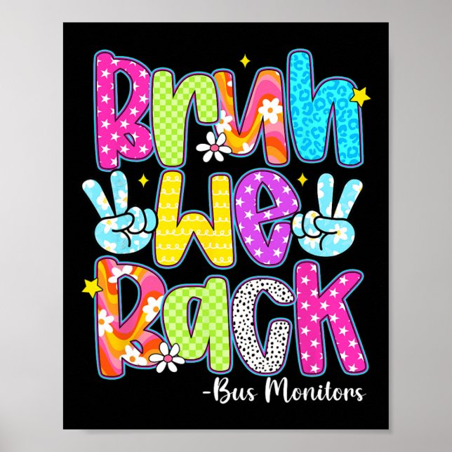 Bruh We Back Bus Monitors Checkered Back To School Poster (Framsidan)