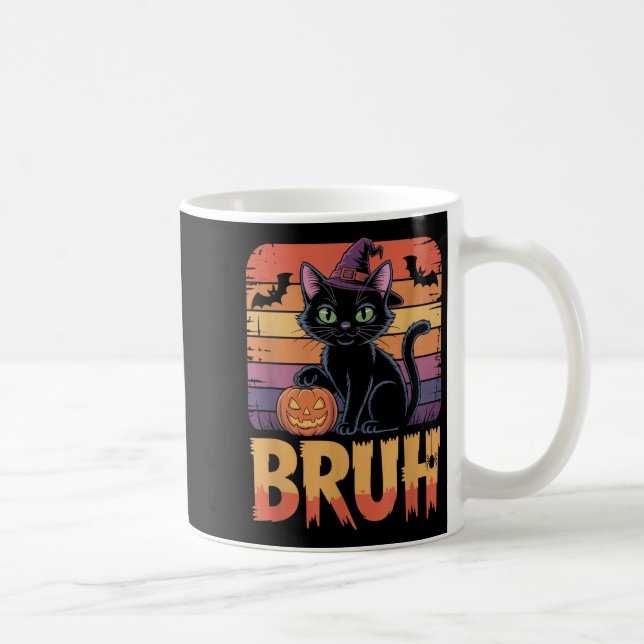 Bruh Witch Cat Pumpkin Halloween Shirt Tonåringar  Kaffemugg (Höger)