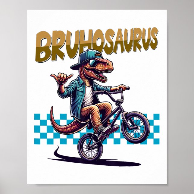 Bruhosaurus T-rex Dinosaur Ridning Bmx Cykel - Poj Poster (Framsidan)