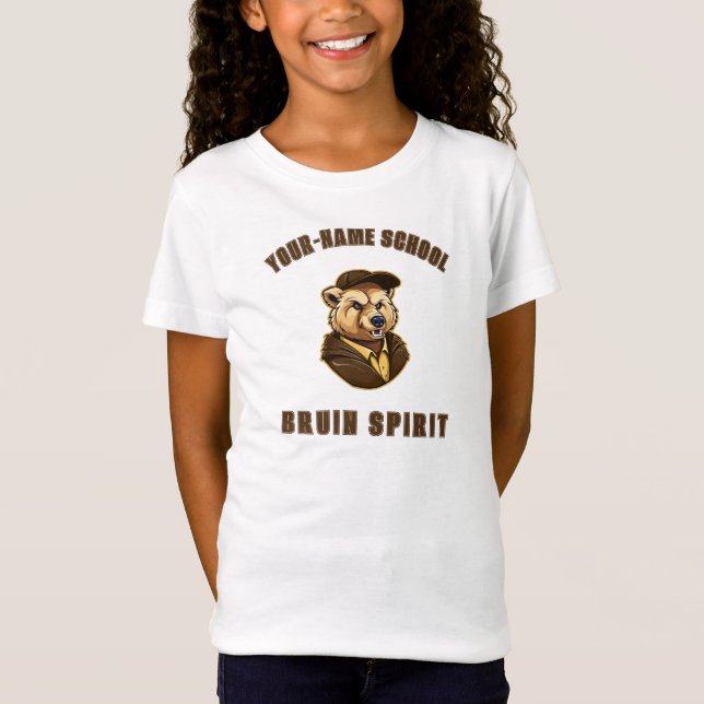 Bruin Mascot | Brown & Guld - School College Team T Shirt (Framsida)