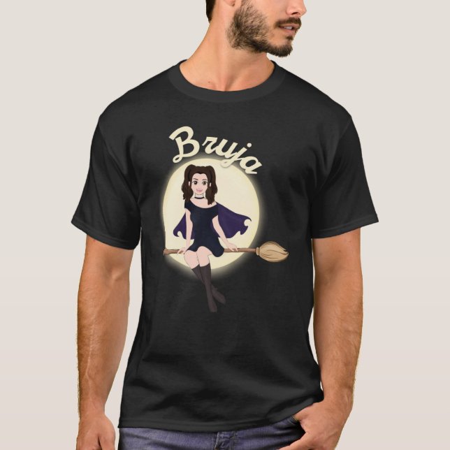Bruja Latina Witch Mexican Curandera Chola Playera T Shirt (Framsida)