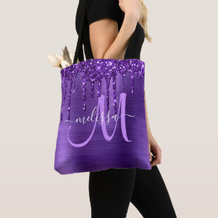 Bruk av Lila Glitter Push Metall Monogram Tygkasse