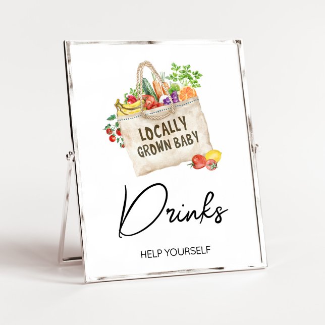 Bruksanteckning för lokalt odlad babyhandbok poster (Farmers Locally Grown Baby Shower Sign)