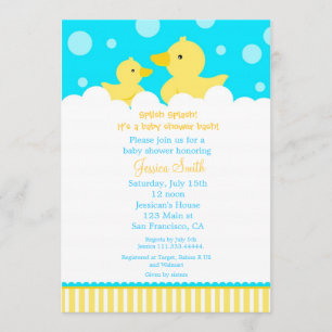 Bruksanvisning för gummi Ducky Anka Baby Shower Inbjudningar