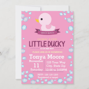 Bruksanvisning för gummi Ducky Baby Shower (flicka Inbjudningar