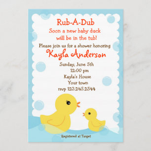 Bruksanvisning för gummi Ducky Baby Shower Inbjudningar