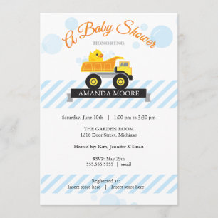 Bruksanvisning för gummi Ducky Lastbil Baby Shower Inbjudningar