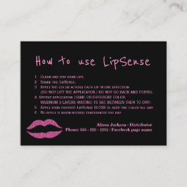 Bruksanvisning för lipsticksdistributör glam visitkort