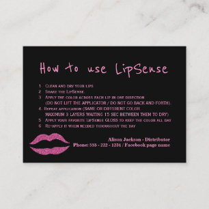 Bruksanvisning för lipsticksdistributör glam visitkort