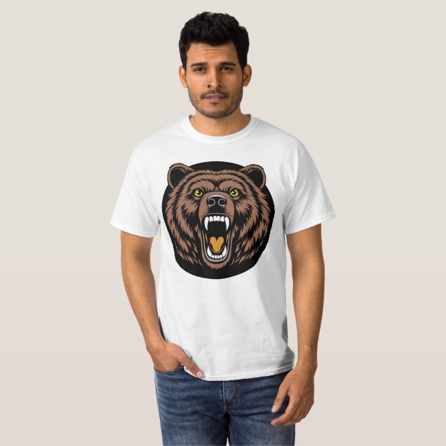 Brüllande Björn Kraftsymbol T Shirt (Hel framsida)