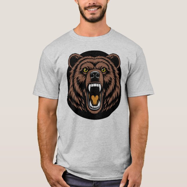 Brüllande Björn Kraftsymbol T Shirt (Framsida)