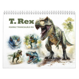 Brüllande Tyrannosaurus Rex Akvarellkalender Kalender