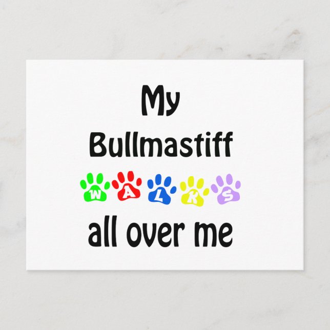 Brullmastiff Walks Design Vykort (Framsida)