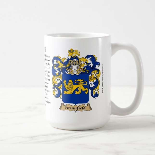 Brumfield, ursprung, det menande och vapenskölden kaffemugg (Höger)
