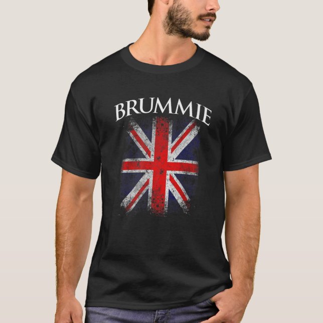 Brummie Vintage Retro British Flagga Funny T Shirt (Framsida)
