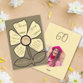 Brun 60:e födelsedag, enkel doodle blomma inbjudningar
