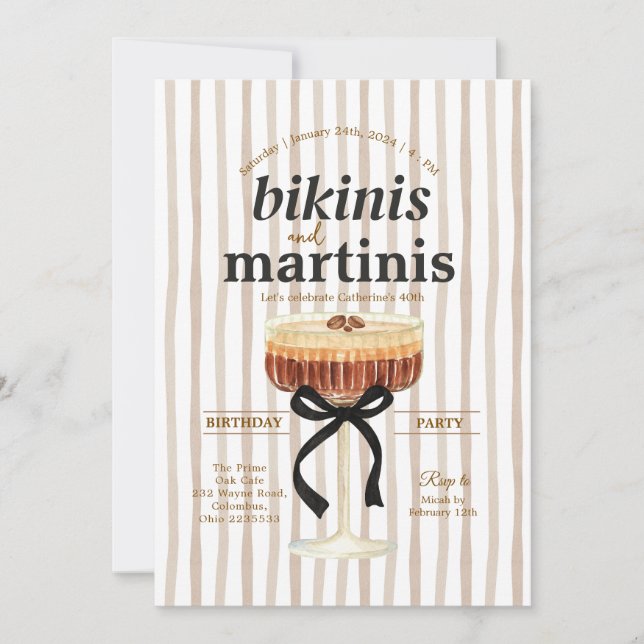 Brun A Tini Bit Older Party Espresso Martini  Inbjudningar (Framsida)